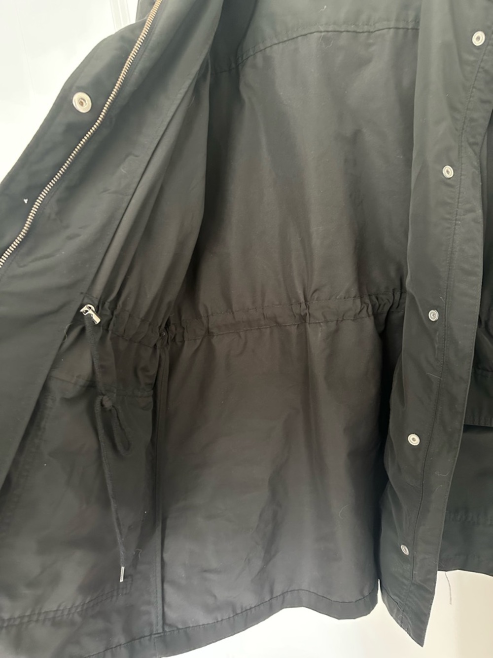 J. Crew Black Hooded Trench Rain Coat with Cinch Waist - Picture 5 of 5